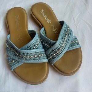 Toscanella Blue Beaded Sandals - Women’s Size 8.5